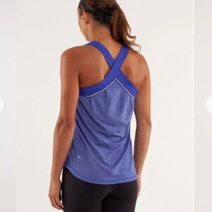 Lululemon Run Team Spirit Tank Top Size 4 Purple Workout Sporty Ruffle